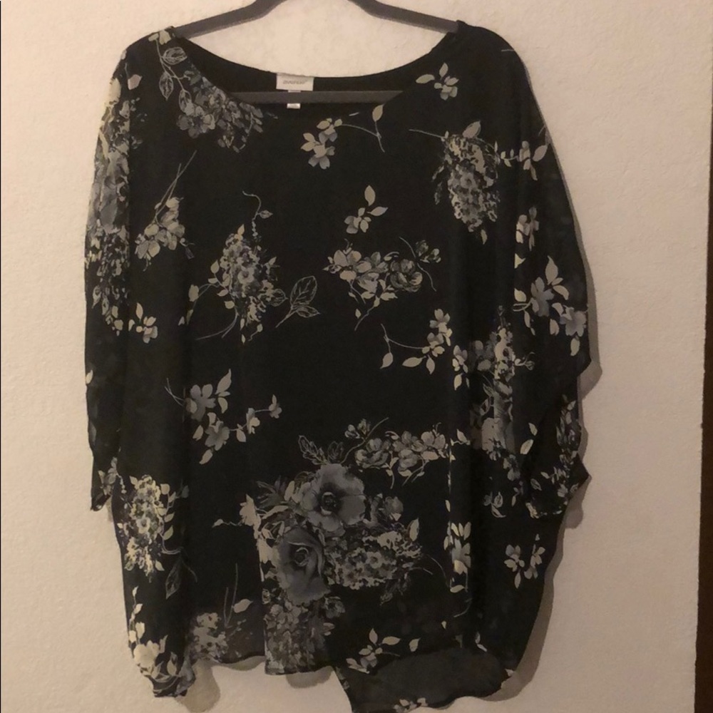 Black and beige flowered top
